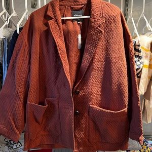 NWT Madewell Diamond Jacquard Shaw Jacket in Orange